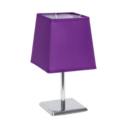 Picture of Simple Designs Mini Chrome Table Lamp With Empire Shade, 9-3/4inH, Purple Shade/Chrome Base