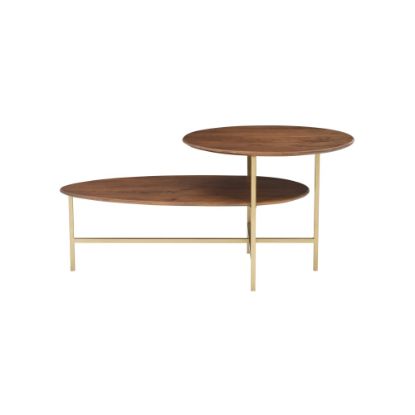 Picture of Powell Darby 2-Tier Coffee Table, 18inH x 38inW x 22inD, Gold/Walnut