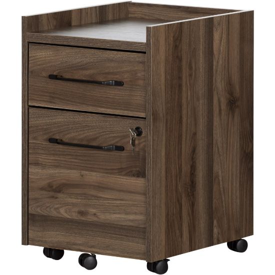 Picture of South Shore Helsy 15-1/2inW x 18-1/4inD Lateral 2-Drawer Mobile File Cabinet, Natural Walnut