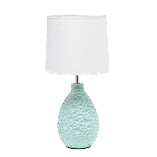 Picture of Simple Designs Textured Stucco Ceramic Oval Table Lamp, Blue