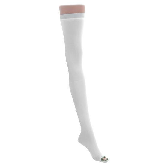 Picture of Medline EMS Nylon/Spandex Thigh-Length Anti-Embolism Stockings, X-Large Regular, White, Pack Of 6 Pairs