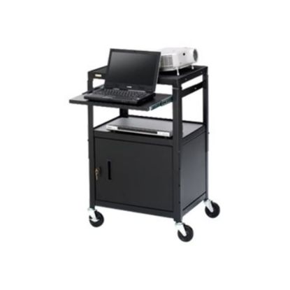 Picture of Bretford Basics Adjustable Projector Cart with Cabinet CA2642NS-E5 - Cart - for projector / notebook - steel - black powder - screen size: up to 20in