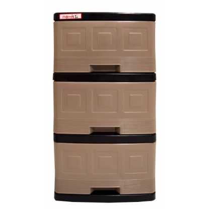 Picture of Inval 3-Drawer 13inW Freestanding Cabinet, Taupe/Espresso