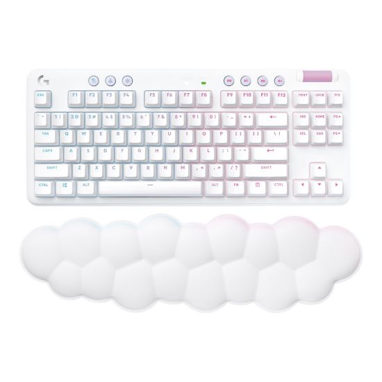 Picture of Logitech G715 Wireless Mechanical Gaming Keyboard withTactile Switches (GX Brown), and Keyboard Palm Rest - White Mist - Keyboard - tenkeyless - backlit - Bluetooth, 2.4 GHz - key switch: GX Brown Tactile