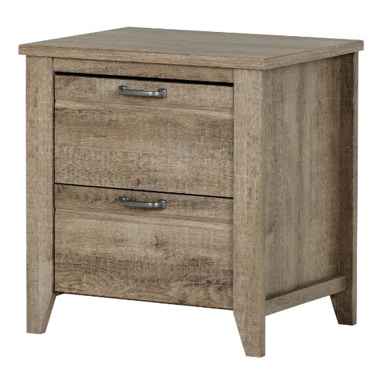 Picture of South Shore Lionel 2-Drawer Nightstand, 23-1/4inH x 22-3/4inW x 18-1/4inD, Weathered Oak