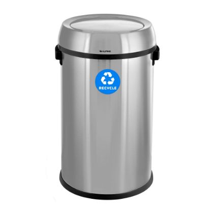 Picture of Alpine Industries Stainless Steel Indoor Recycling Receptacle With Swivel Lid, 17 Gallons, Silver