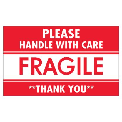 Picture of Tape Logic Preprinted Shipping Labels, SCL536, "Please Handle With Care Fragile Thank You," 3in x 5in, Red/White, Pack Of 500