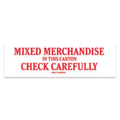 Picture of Tape Logic Preprinted Shipping Labels, SCL544, "Mixed Merchandise In This Carton Check Carefully," 2in x 6in, Red/White, Pack Of 500