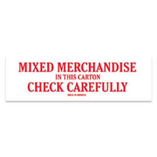 Picture of Tape Logic Preprinted Shipping Labels, SCL544, "Mixed Merchandise In This Carton Check Carefully," 2in x 6in, Red/White, Pack Of 500