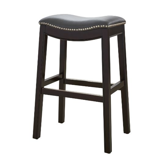 Picture of New Ridge Home Goods Julian Faux Leather Bar Stool, Gray/Espresso