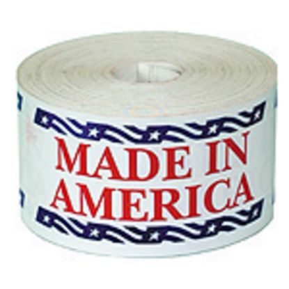 Picture of Tape Logic Preprinted Shipping Labels, USA502, "Made In America," 5in x 2 1/2in, Red/White/Blue, Roll Of 500