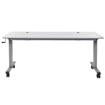 Picture of Luxor Height-Adjustable Flip-Top Nesting Table Mobile Workstation, 45-1/4inH x 71inW x 23-5/8inD, Gray