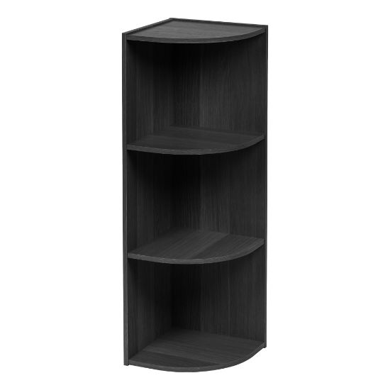 Picture of IRIS 35inH Curved 3-Shelf Corner Bookcase, Black