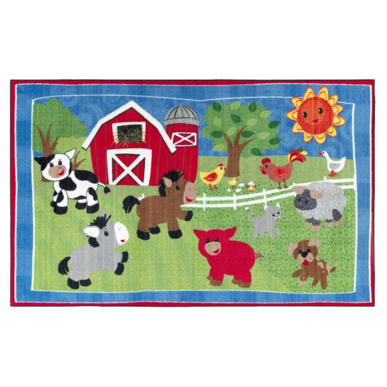 Picture of Flagship Carpets Cutie Barnyard Rug, Rectangle, 5ft x 8ft, Multicolor