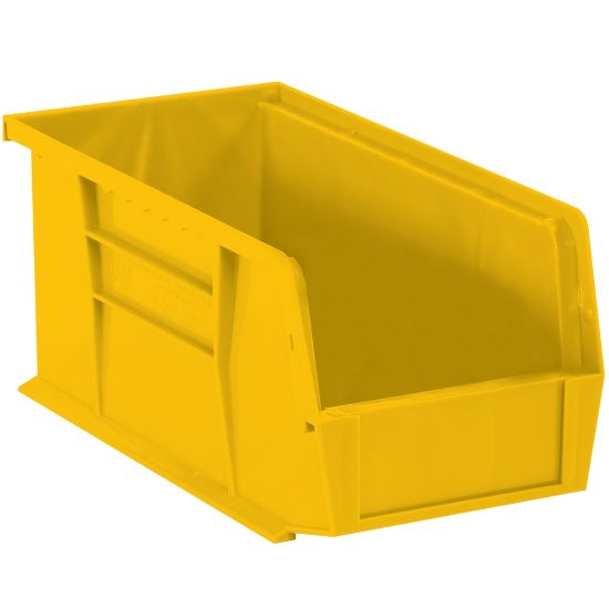 Picture of Partners Brand Plastic Stack & Hang Bin Boxes, Medium Size, 14 3/4in x 8 1/4in x 7in, Yellow, Pack Of 12