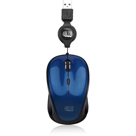 Picture of Adesso iMouse S8L USB Illuminated Retractable Mini Optical Mouse, Blue