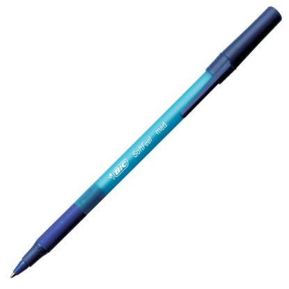 Picture of BIC Soft Feel Stick Pens, Medium Point, 1.0 mm, Blue Barrel, Blue Ink, Pack Of 12