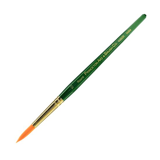 Picture of Princeton Series 4350 Ashley Paint Brush, Size 10, Round Bristle, Synthetic, Green