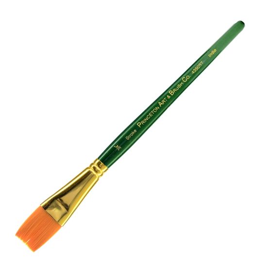 Picture of Princeton Series 4350 Ashley Paint Brush, 3/4in, Stroke Bristle, Synthetic, Green