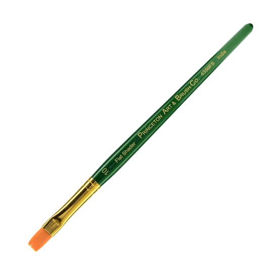 Picture of Princeton Series 4350 Ashley Paint Brush, Size 10, Flat Shader Bristle, Synthetic, Green