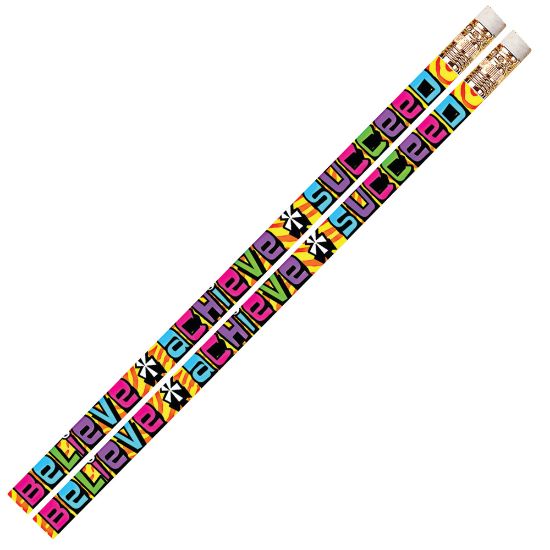 Picture of Musgrave Pencil Co. Motivational Pencils, 2.11 mm, #2 Lead, Believe Achieve Succeed, Multicolor, Pack Of 144