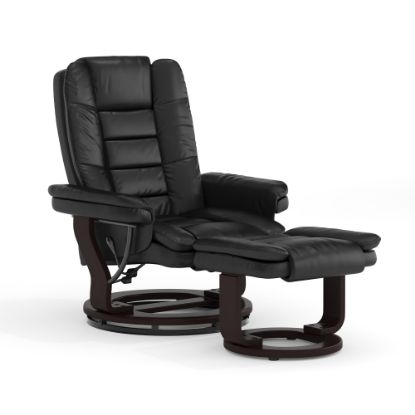 Picture of Flash Furniture LeatherSoft Faux Leather Recliner And Ottoman, Black/Mahogany