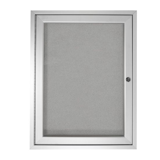 Picture of Ghent 1 Door Enclosed Vinyl Bulletin Board, Satin Aluminum Frame, 36inH x 36inW, Silver