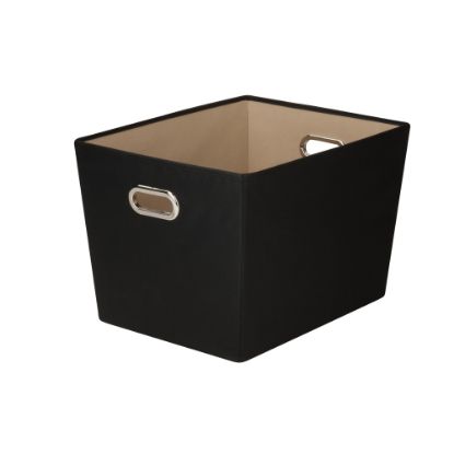 Picture of Honey-Can-Do Decorative Storage Bin With Handles, Medium Size, 12 5/8in x 14 3/8in x 18 3/4in, Black