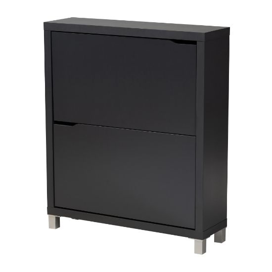 Picture of Baxton Studio Simms Shoe Storage Cabinet With 4 Fold-Out Racks, Dark Gray