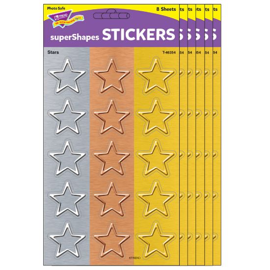 Picture of Trend superShapes Stickers, Metal Stars, 120 Stickers Per Pack, Set Of 6 Packs