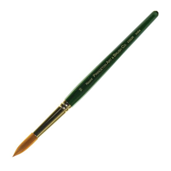 Picture of Princeton Series 4350 Ashley Paint Brush, Size 16, Round Bristle, Synthetic, Green