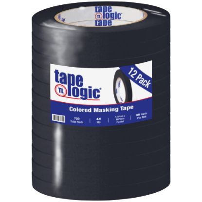 Picture of Tape Logic Color Masking Tape, 3in Core, 0.5in x 180ft, Black, Case Of 12