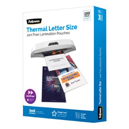 Picture of Fellowes ImageLast UV Thermal Laminating Pouches, Letter Size, 9in x 11-1/2in, 3 Mil, Clear, Pack of 160 Pouches