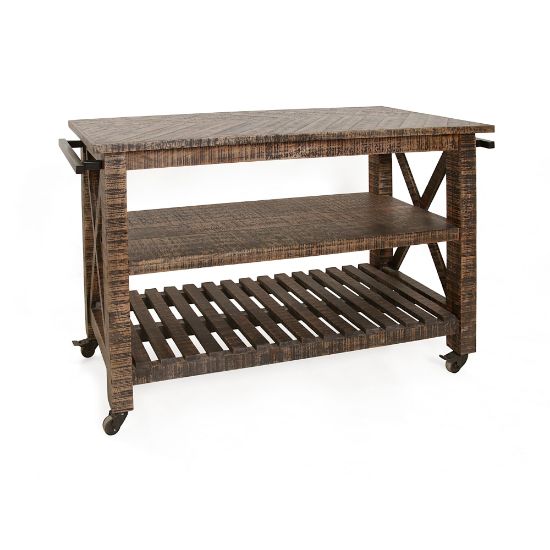 Picture of Coast to Coast Jamison Rustic Castered Cart, 34inH x 51inW x 21inD, Celebrity Distressed Brown