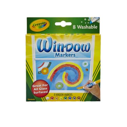 Picture of Crayola Washable Window Markers, Conical Tip, Assorted Colors, Box Of 8