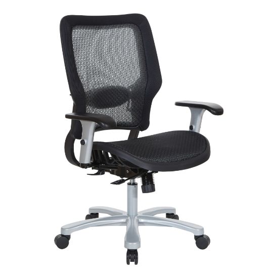 Picture of Office Star Space Seating 63 Series Ergonomic Air Grid Mid-Back Big And Tall Chair, Black/Silver