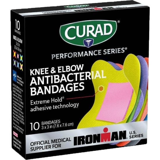 Picture of CURAD IRONMAN Performance Series Antibacterial Bandages, 3in x 3in, Pack Of 240 Bandages