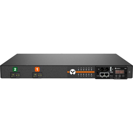 Picture of Vertiv Geist Switched Rack PDU - 1U Rack| 30A| 5-20R| L5-30P| Horizontal PDU - Vertiv Geist Upgradeable Rack Power Distribution Unit| 30A| 120V| 1U Rack Horizontal PDU| (12) NEMA 5-20R outlets| NEMA L5-30P| 2.8kW