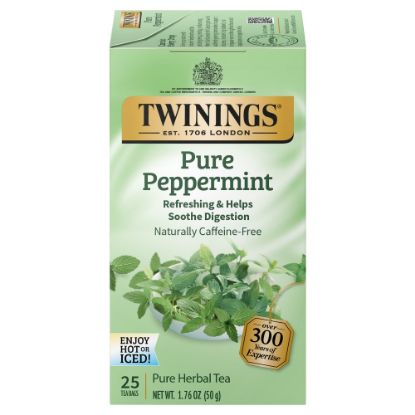 Picture of Twinings Caffeine-Free Pure Peppermint Herbal Tea, 2 Oz, Carton Of 25