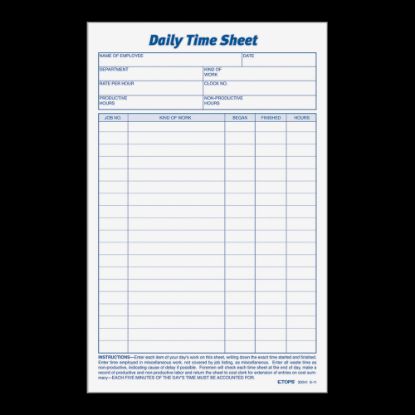 Picture of TOPS Daily Time Sheet Forms, 9.5in x 6in, Black/White, 100 Sheets Per Pad, 2 Pads Per Pack