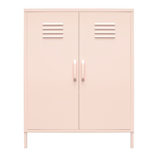 Picture of Ameriwood Home Mission District 2-Door 3-Shelf Metal Locker Storage Cabinet, 40inH x 31-1/2inW x 15-3/4inD, Pink