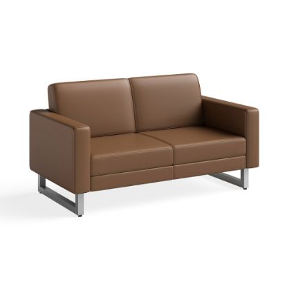 Picture of Safco Mirella Lounge Settee, Cognac/Silver