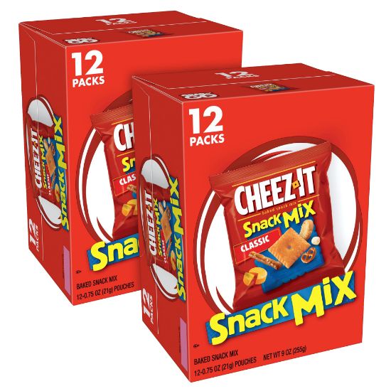 Picture of Cheez-It Crackers Snack Mix Tray, 0.75 Oz, 12 Pouches Per Box, Pack Of 2 Boxes