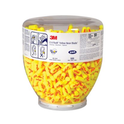 Picture of 3M E-A-Rsoft Uncorded Foam Ear Plugs, Neon Yellow, Bottle Of 500