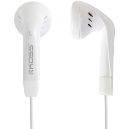 Picture of Koss KE5 Earphone - Stereo - White - Mini-phone (3.5mm) - Wired - 16 Ohm - 60 Hz 20 kHz - Earbud - Binaural - Outer-ear - 4 ft Cable