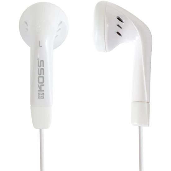 Picture of Koss KE5 Earphone - Stereo - White - Mini-phone (3.5mm) - Wired - 16 Ohm - 60 Hz 20 kHz - Earbud - Binaural - Outer-ear - 4 ft Cable