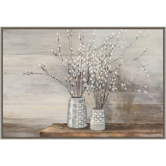 Picture of Amanti Art Pussy Willow Still Life With Designs by Julia Purinton Framed Canvas Wall Art Print, 33in x 23in, Graywash