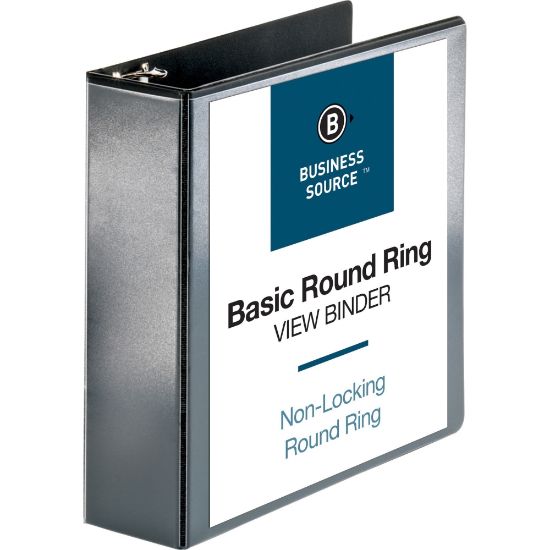 Picture of Business Source View 3-Ring Binder, 3in Round Rings, Black