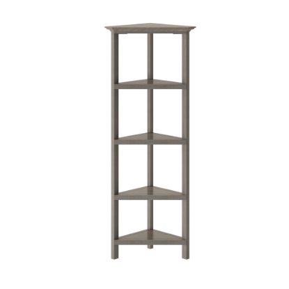 Picture of New Ridge Home Goods 60inH 5-Shelf Corner Bookcase, Washed Gray