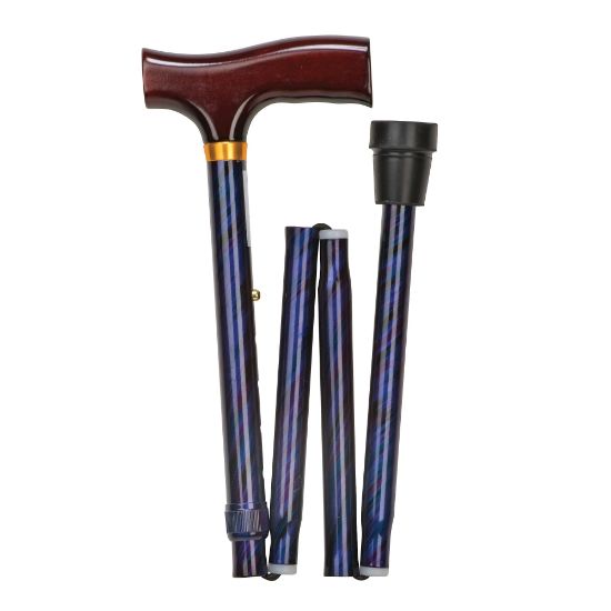 Picture of DMI Fancy Adjustable Derby-Top Folding Cane, 37in, Blue Cyclone